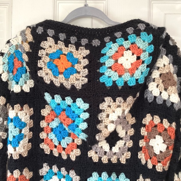 Handmade Granny square boho cardigan, vintage style size Large - Picture 6 of 7